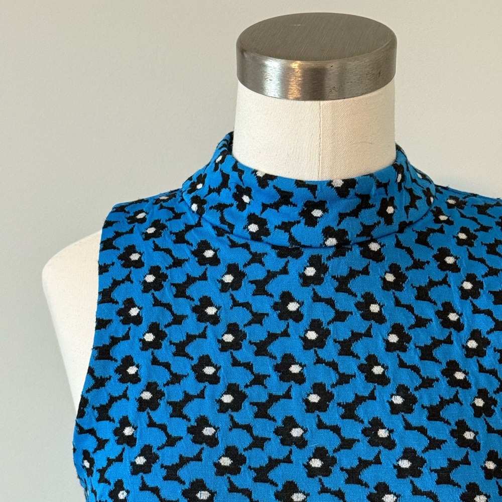 Michael Kors Blue and Black Floral Top Size XS